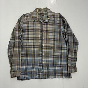 Vintage 70s Woodward & Lothrop Blue Plaid Cotton Flannel